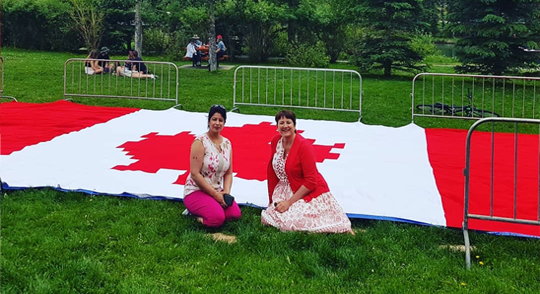 A Tribute to Canada  By Minu Bhatia. crocheted a 20 x 40 foot Canadian Flag
