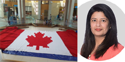 A Tribute to Canada  By Minu Bhatia. Crocheted Canadian Flag